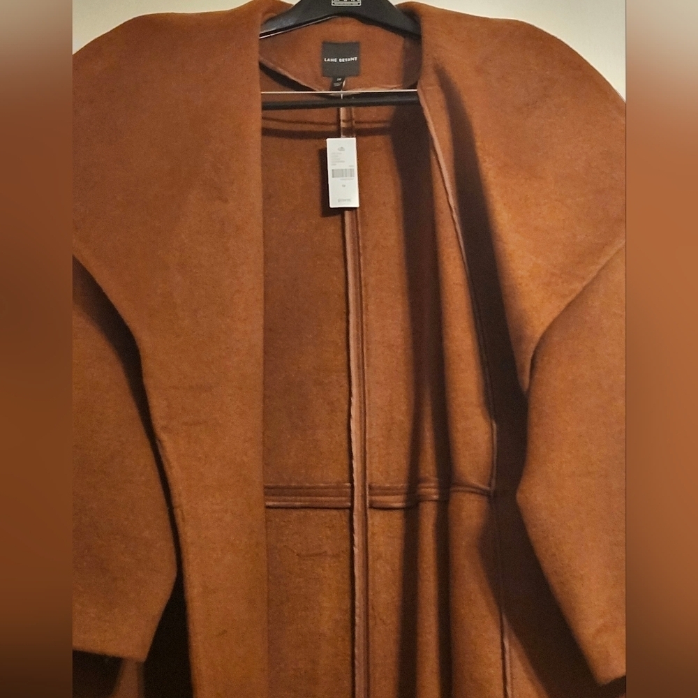 Shawl-Lapel Wool Blend Open-Front Coat - Picture 10 of 16